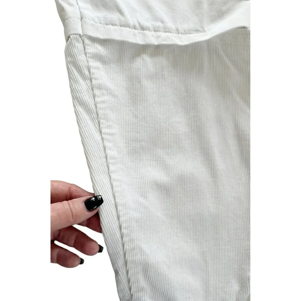 Comme Des Garcons Shirt Men's Sz L White Cotton & Corduroy Pants Torn Knees